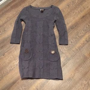 Gray sweater dress with front pockets